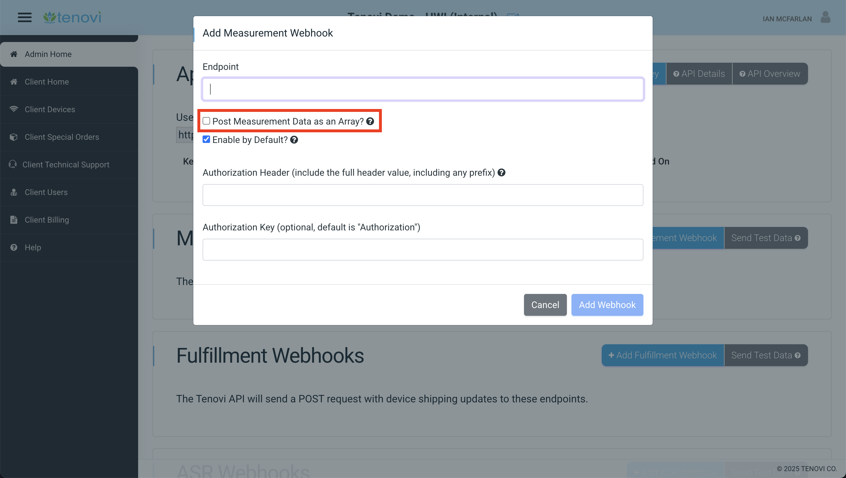 Combining multiple measurement webhooks into a single payload using Post as Array